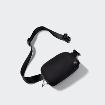 Black Belt Bag with Adjustable Strap, Pander Nylon Mini Fanny Pack for Outdoors Workout Traveling Casual Running Cycling, 1L