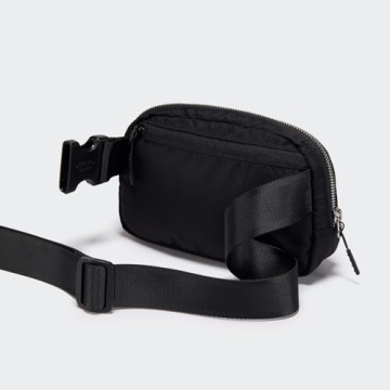 Black Belt Bag with Adjustable Strap, Pander Nylon Mini Fanny Pack for Outdoors Workout Traveling Casual Running Cycling, 1L