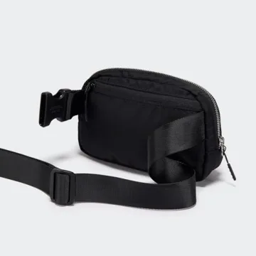 Black Belt Bag with Adjustable Strap, Pander Nylon Mini Fanny Pack for Outdoors Workout Traveling Casual Running Cycling, 1L