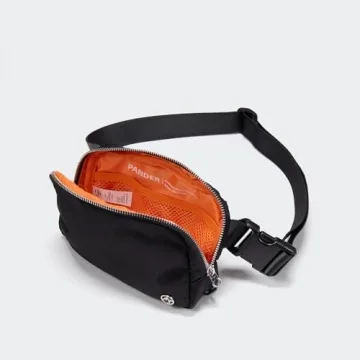 Black Belt Bag with Adjustable Strap, Pander Nylon Mini Fanny Pack for Outdoors Workout Traveling Casual Running Cycling, 1L