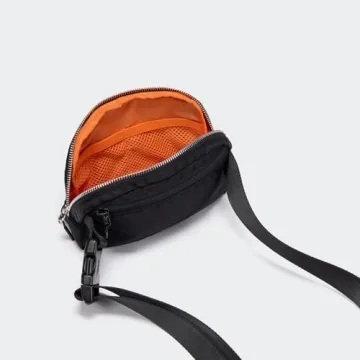 Black Belt Bag with Adjustable Strap, Pander Nylon Mini Fanny Pack for Outdoors Workout Traveling Casual Running Cycling, 1L