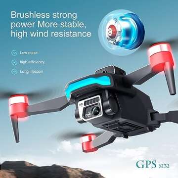GPS Drone With 4K Camera For Adults, Portable Lightweight RC Gifts Toys Quadcopter for Boys Grils, Auto Return, Follow Me, Brushless Motor, Headless Mode, Altitude Hold, Folding Multirotors Drone (A)