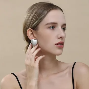 Apsvo Chunky Silver Hoop Earrings for Women Stylish Trendy Jewelry