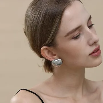 Apsvo Chunky Silver Hoop Earrings for Women Stylish Trendy Jewelry