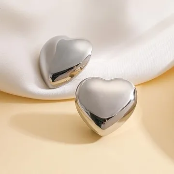 Apsvo Chunky Silver Hoop Earrings for Women Stylish Trendy Jewelry