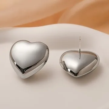 Apsvo Chunky Silver Hoop Earrings for Women Stylish Trendy Jewelry