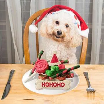 Festive MON2SUN Christmas Dog Rawhide Treats Stocking