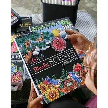 Blissful Scenes Adult Coloring Book with 50 Designs
