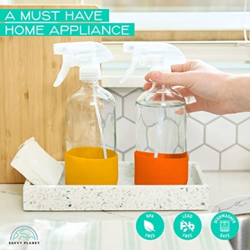 Elegant Glass Spray Bottles with Silicone Sleeve - 2 Pack