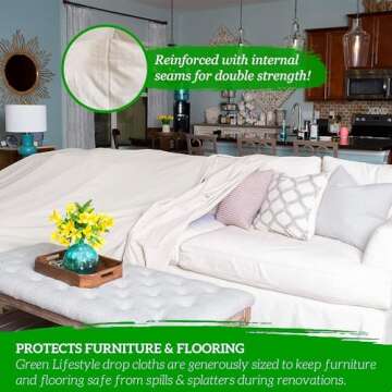 All Purpose Canvas Drop Cloth - Canvas Tarp, Canvas Fabric Drop Cloth Curtains, Drop Cloth for Paint...