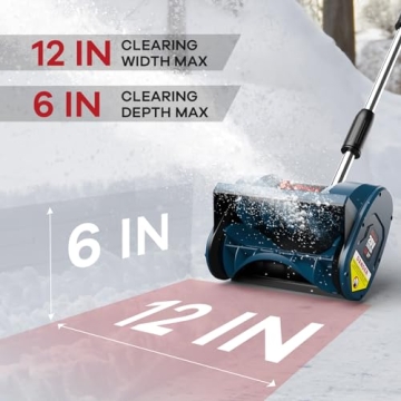 Enhulk Snow Shovel, 20V | 12-Inch | 4-Ah Cordless Snow Blower, Battery Powered Snow Blower with Directional Plate & Adjustable Front Handle (4-Ah Battery & Quick Charger Included)