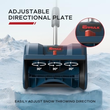 Enhulk Snow Shovel, 20V | 12-Inch | 4-Ah Cordless Snow Blower, Battery Powered Snow Blower with Directional Plate & Adjustable Front Handle (4-Ah Battery & Quick Charger Included)
