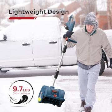 Enhulk Snow Shovel, 20V | 12-Inch | 4-Ah Cordless Snow Blower, Battery Powered Snow Blower with Directional Plate & Adjustable Front Handle (4-Ah Battery & Quick Charger Included)