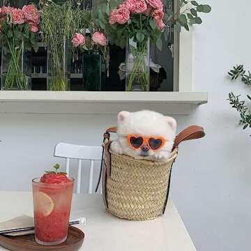 Pink Pet Heart Sunglasses Photos Props Cute Pet Dog Sunglasses Cat Glasses Sun Flower Glasses Pets Party Decor for Small Dogs Cat Accessories Cute Pet Dog Sunglasses