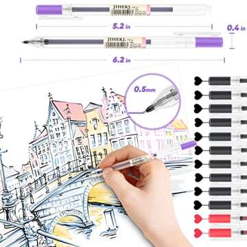 JIHEKJ Pens Gel Black Pens Gel Ink Pen Ballpoint Pens for Bullet Journaling Note Taking Writing Drawing Coloring Japanese Stationery Korea Fine Point Pen Office School Supplies Cute Pens
