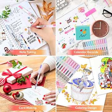 JIHEKJ Pens Gel Black Pens Gel Ink Pen Ballpoint Pens for Bullet Journaling Note Taking Writing Drawing Coloring Japanese Stationery Korea Fine Point Pen Office School Supplies Cute Pens