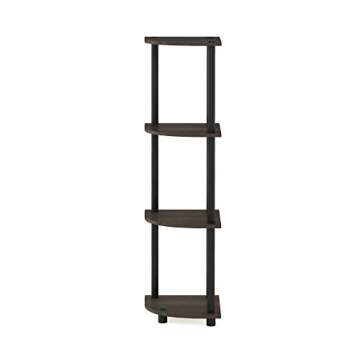 Furinno Turn-N-Tube 4-Tier Corner Display Rack Multipurpose Shelving Unit, Dark Brown Grain/Black