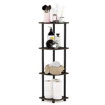 Furinno Turn-N-Tube 4-Tier Corner Display Rack Multipurpose Shelving Unit, Dark Brown Grain/Black