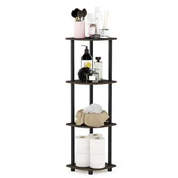 Furinno Turn-N-Tube 4-Tier Corner Display Rack Multipurpose Shelving Unit, Dark Brown Grain/Black