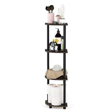 Furinno Turn-N-Tube 4-Tier Corner Display Rack Multipurpose Shelving Unit, Dark Brown Grain/Black