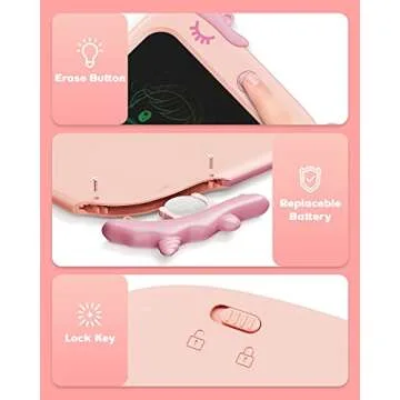 bravokids 10inch LCD Writing Tablet for Kids, Colorful Toddlers Toys Drawing Board, Educational GirlsToys, Unicorn Doodle Board Toys for 2 3 4 5 6 7 8 Year Old, Boys Birthday Christmas Gifts