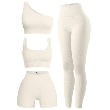Stylish OQQ Women's 4 Piece Ribbed Workout Set