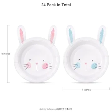 Cheerland Bunny Paper Plates for Easter and Spring Celebrations