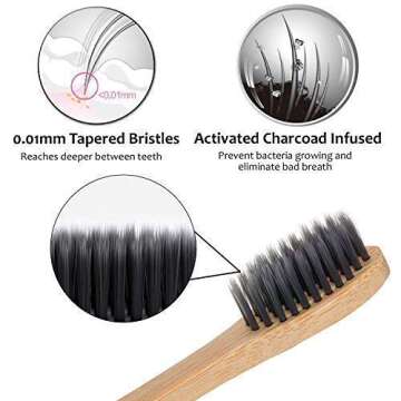 9 Pack Mao Bamboo Toothbrushes for Kids and Adults | The Ultimate Natural and Organic Wood Toothbrush For Your Family | Comes in 3 Sizes with Eco-Friendly Charcoal Medium Bristles, Sustainable Living 2019