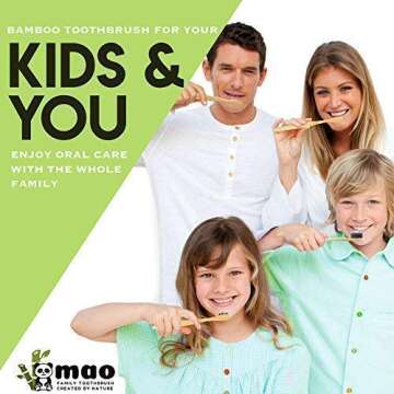 9 Pack Mao Bamboo Toothbrushes for Kids and Adults | The Ultimate Natural and Organic Wood Toothbrush For Your Family | Comes in 3 Sizes with Eco-Friendly Charcoal Medium Bristles, Sustainable Living 2019