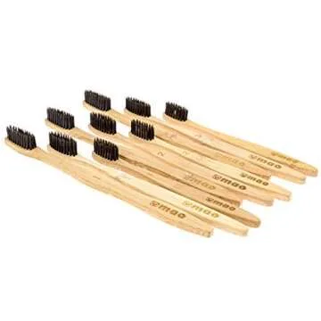 9 Pack Mao Bamboo Toothbrushes for Kids and Adults | The Ultimate Natural and Organic Wood Toothbrush For Your Family | Comes in 3 Sizes with Eco-Friendly Charcoal Medium Bristles, Sustainable Living 2019