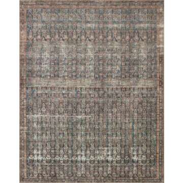 Loloi Amber Lewis Billie Collection, Ocean & Brick 10'-0" x 14'-0" Area Rug – Antique & Distressed Accent Rugs for Living Room, Bedroom, Entryway & Hallway, No Shed High Traffic Area Home Decor Rug