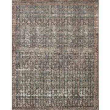 Loloi Amber Lewis Billie Collection, Ocean & Brick 10'-0" x 14'-0" Area Rug – Antique & Distressed Accent Rugs for Living Room, Bedroom, Entryway & Hallway, No Shed High Traffic Area Home Decor Rug