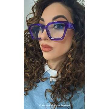 VISOONE Blue Light Blocking Glasses with TR90 Rectangle Frame and Chic Preppy Look for Women Men RIVER