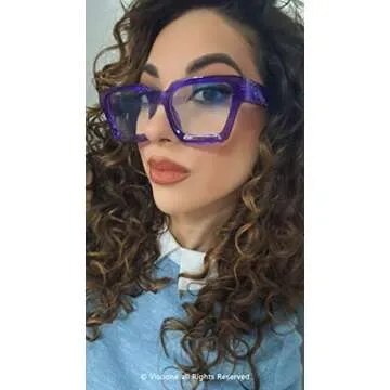 VISOONE Blue Light Blocking Glasses with TR90 Rectangle Frame and Chic Preppy Look for Women Men RIVER
