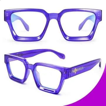 VISOONE Blue Light Blocking Glasses with TR90 Rectangle Frame and Chic Preppy Look for Women Men RIVER