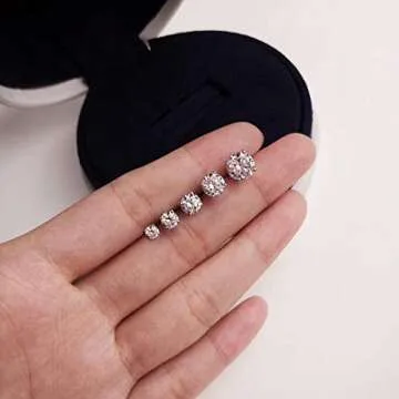 Elegant 14K White Plated CZ Stud Earring Set