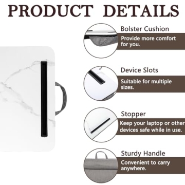 White Marble Lap Desk - Portable & Comfortable for Laptops