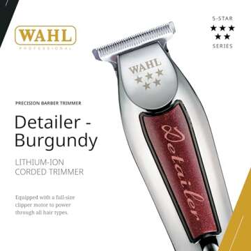 Wahl Professional Detailer Corded Trimmer Adjustable T Blade Lightweight Rotary Motor Complete Kit B...