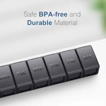 Extra Large Pill Organizer Weekly, KAPENS Daily Pill Case Box Large Capacity Compartments, 7 Day Pill Containers for Medicine Supplements Vitamin Fish Oil, Black