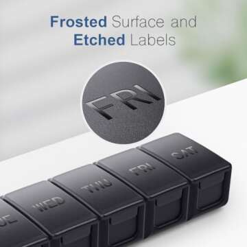 Extra Large Pill Organizer Weekly, KAPENS Daily Pill Case Box Large Capacity Compartments, 7 Day Pill Containers for Medicine Supplements Vitamin Fish Oil, Black