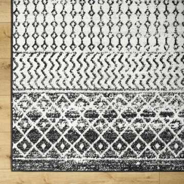 Livabliss Chester Boho Moroccan Area Rug,6'7" x 9',Black