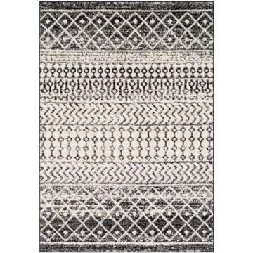 Livabliss Chester Boho Moroccan Area Rug,6'7" x 9',Black