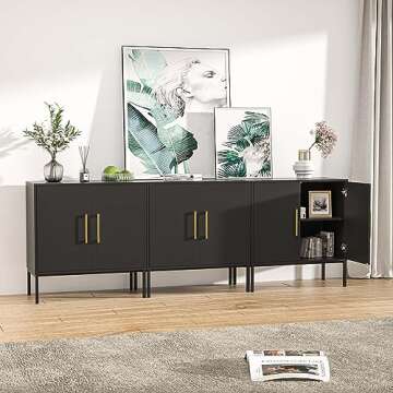 LYNSOM TV Stand for 85 Inch TV, Media Entertainment Center Console Table, 3 Cabinets, TV Console Tab...