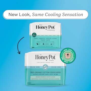 The Honey Pot Company - Herbal Pads for Women - Super w/Wings - Infused w/Essential Oils for Cooling...