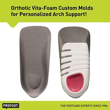 PROFOOT,Flat Fix Orthotic,Women's 6-10,1 Pair,Orthotic Insoles for Flat Feet and Low Arches,Inserts Help Support Arch and Heel,Lightweight,Absorbs Shock to Help Reduce Foot,Leg,Hip,Back Pain