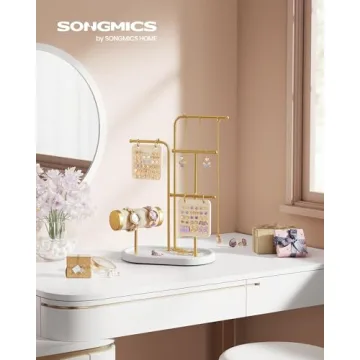 SONGMICS Jewelry Organizer with Earring Boards and Rods