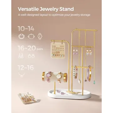 SONGMICS Jewelry Organizer with Earring Boards and Rods