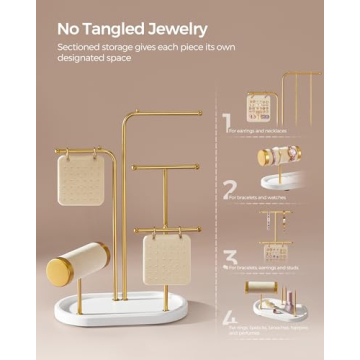 SONGMICS Jewelry Organizer with Earring Boards and Rods