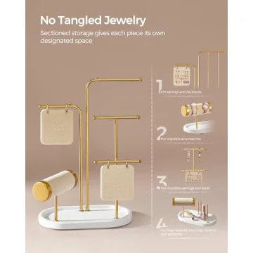 SONGMICS Jewelry Organizer with Earring Boards and Rods