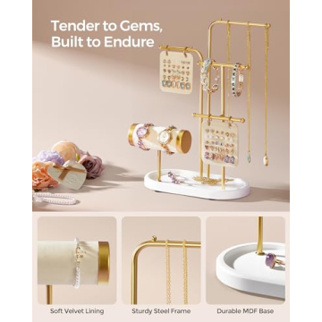 SONGMICS Jewelry Organizer with Earring Boards and Rods